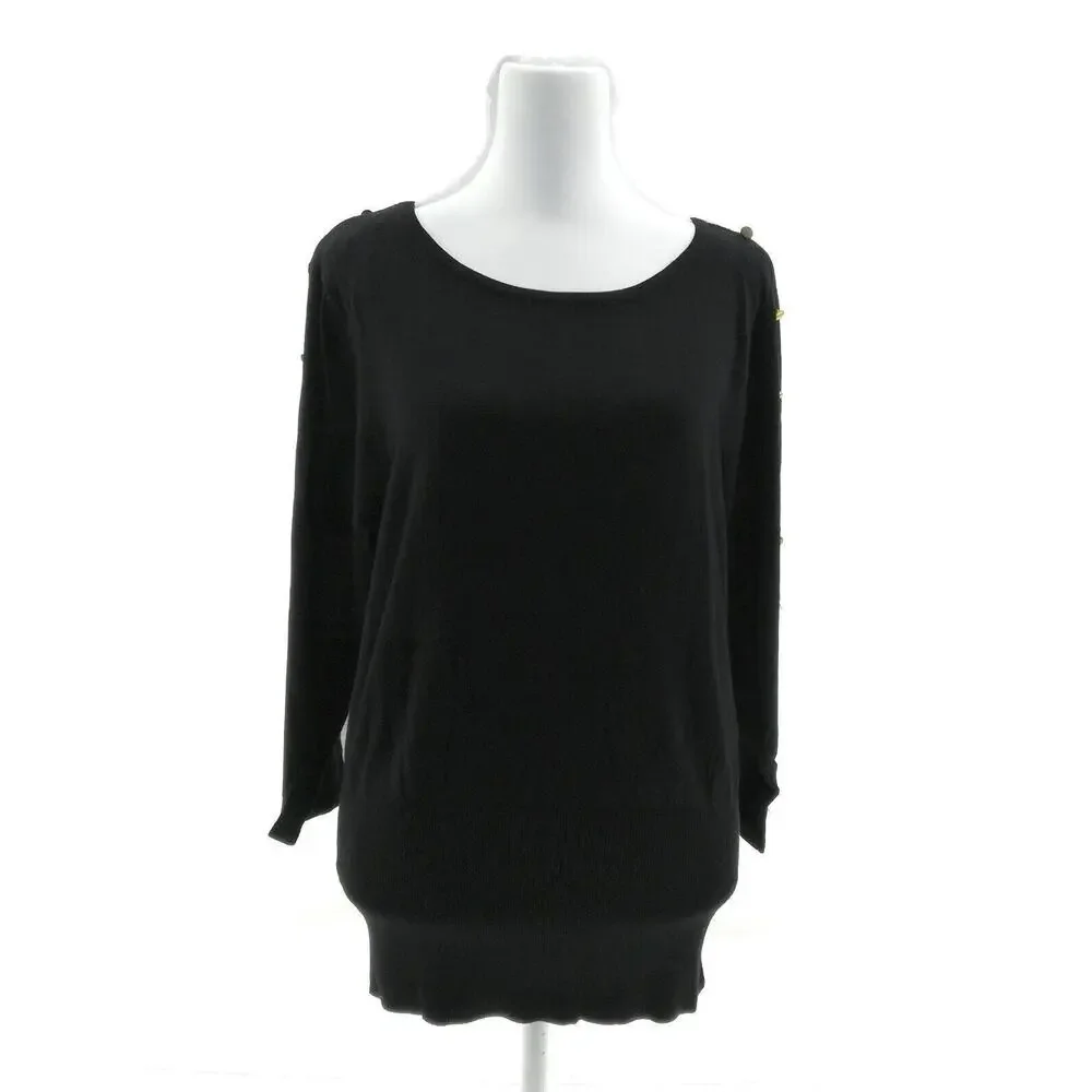 Objects Dart Black Sweater with Button Detailing - Women's Size Small - Chic - Picture 2 of 4